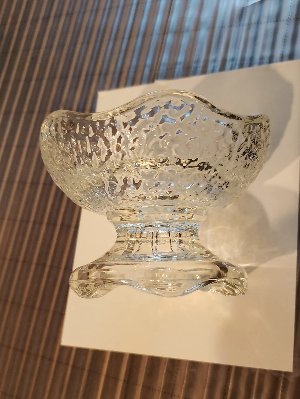 Anchor Hocking Clear Textured Glass MCM Reversible Candle Holder